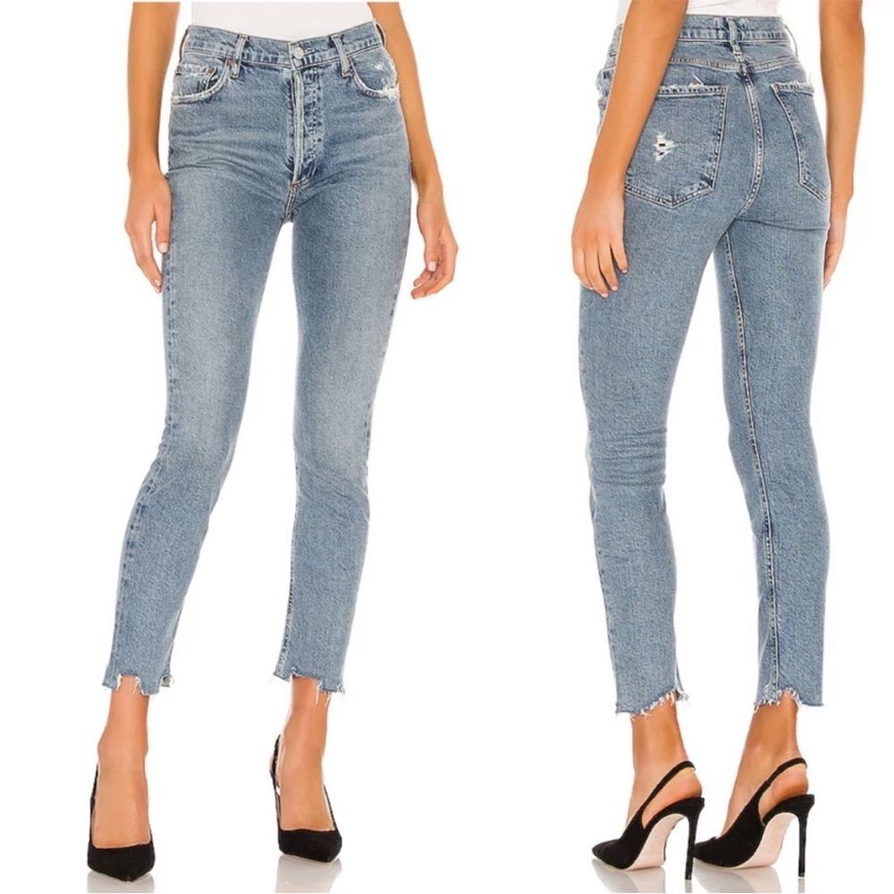 Agolde Nico High Rise Slim Jeans in Rooted Light Wash SZ 23
